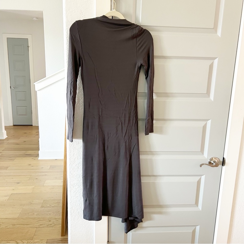 New Revolve Enza Costa Matte Jersey Slash Midi Dress in Dark Pewter - Picture 5 of 5